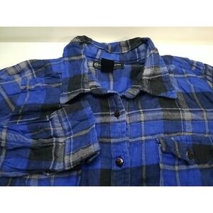 Fashion To Figure Womens Roll‎ Tab Long Sleeve Plaid Flannel Buttom Size 0 Shirt